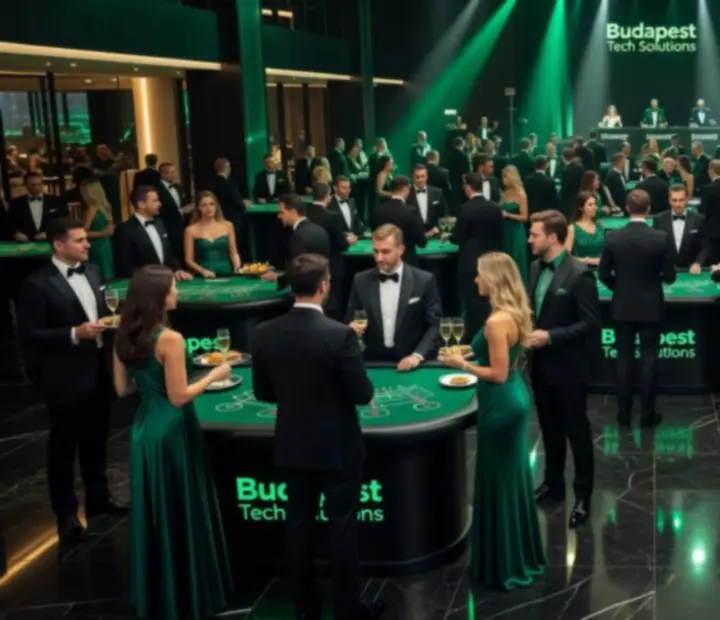 Corporate gala kaszinóest budapesti rendezvényközpontban, több száz vendéggel.