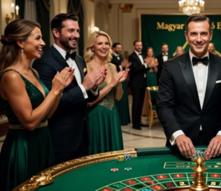 Krupié vezeti a játékot egy elegáns kaszinóeseményen
