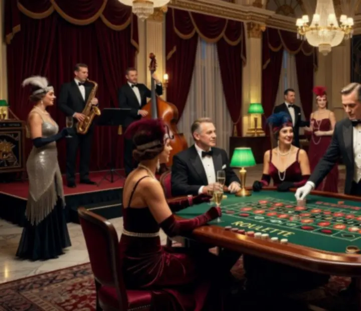 Gatsby stílusú, 1920-as éveket idéző kaszinóest céges vendégekkel