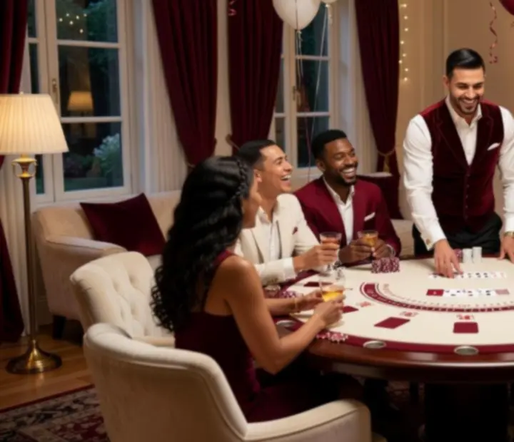 Születésnapi privát blackjack party otthoni környezetben.